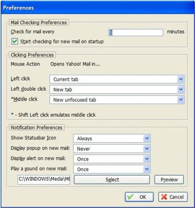 Cài đặt Yahoo Mail Notifier