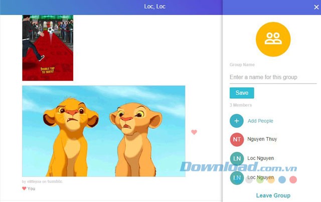 Điều chỉnh thông tin trong nhóm chat