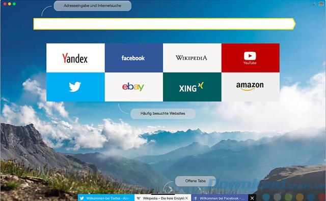 Giao diện Yandex Browser cho Mac