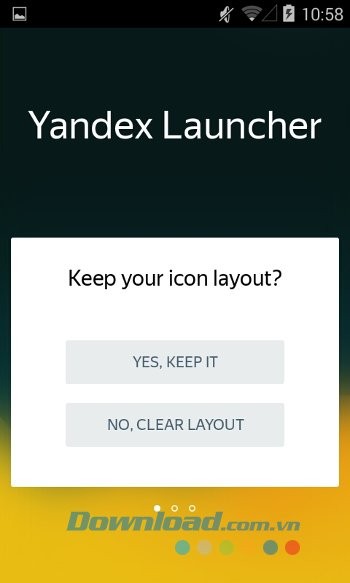 Tùy chọn giữ biểu tượng khi cài đặt Yandex Launcher