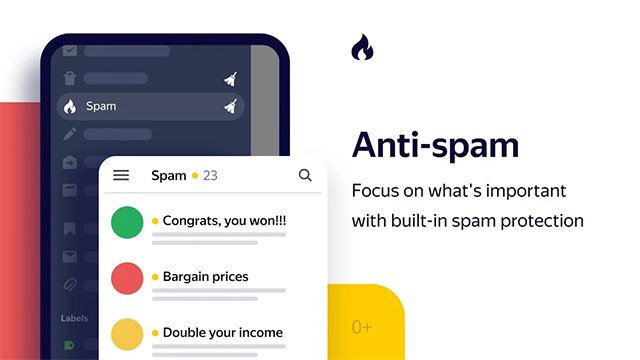 Khả năng chống thư rác hiệu quả của Yandex Mail cho Android