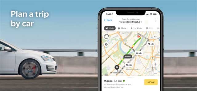 Lên hành trình di chuyển bằng ô tô với Yandex.Maps