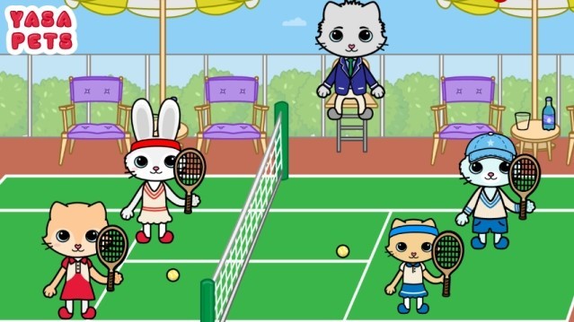 Chơi tennis với bạn bè và gia đình