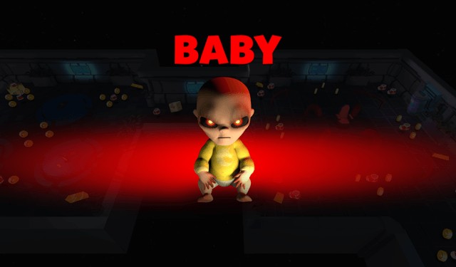Bạn trở thành đứa bé mặc áo vào và đi tấn công những người khác trong game Yellow Baby Horror Hide & Seek