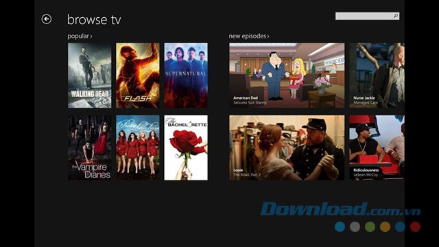 Tìm kiếm TV Show và phim mà mình yêu thích