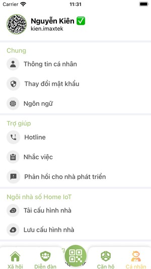Giao diện cá nhân