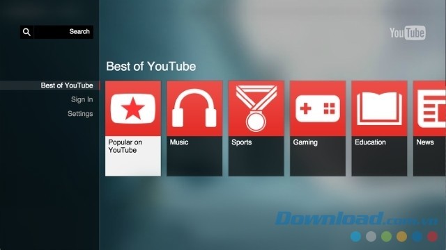 Giao diện đơn giản giú người dùng dễ dàng tìm kiếm video theo chủ đề