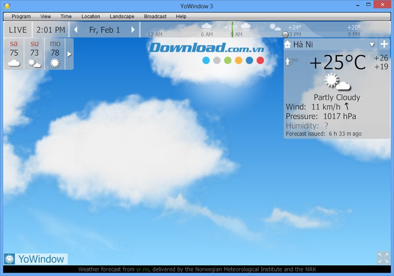 Giao diện chính của YoWindow