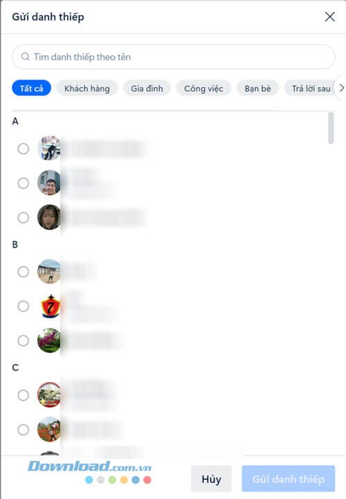 Gửi danh thiếp