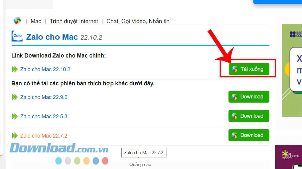 Nhấp chuột vào nút Tải xuống