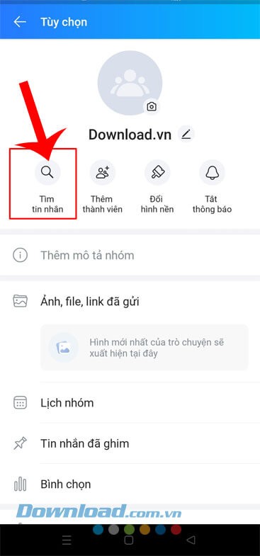 Ấn vào mục Tìm tin nhắn