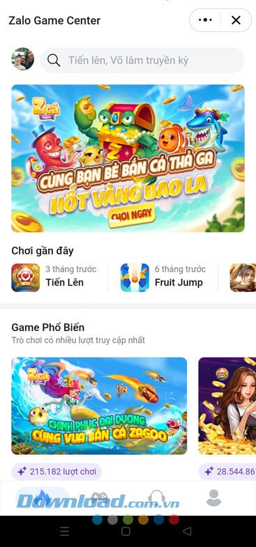 Trang chủ Zalo Game Center