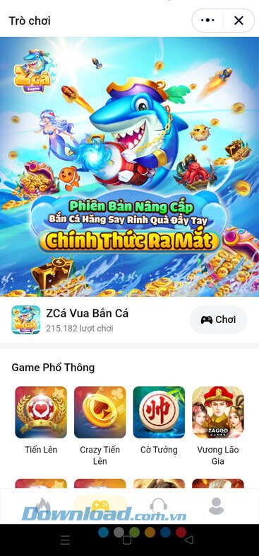Chơi game trực tuyến trên Zalo
