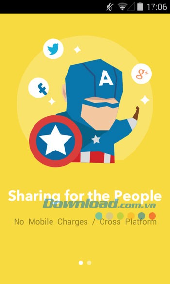 Giao diện khởi động của Zapya cho Android