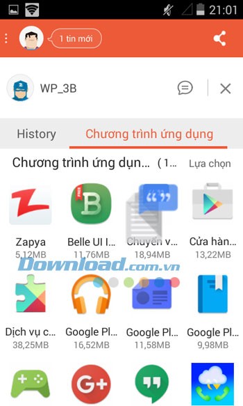 Chia sẻ ứng dụng dễ dàng với Zapya cho Android