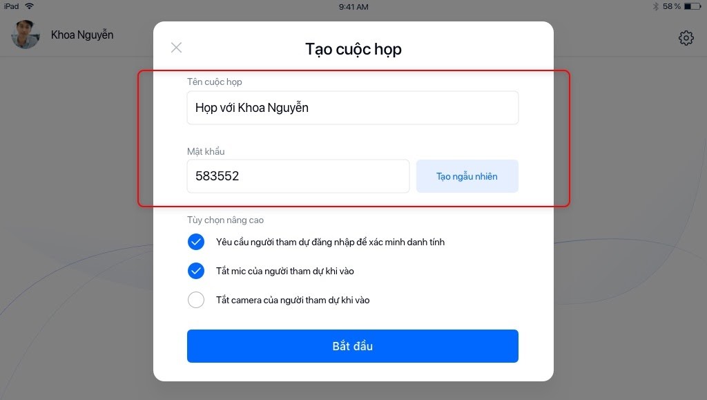Thông tin cuộc họp