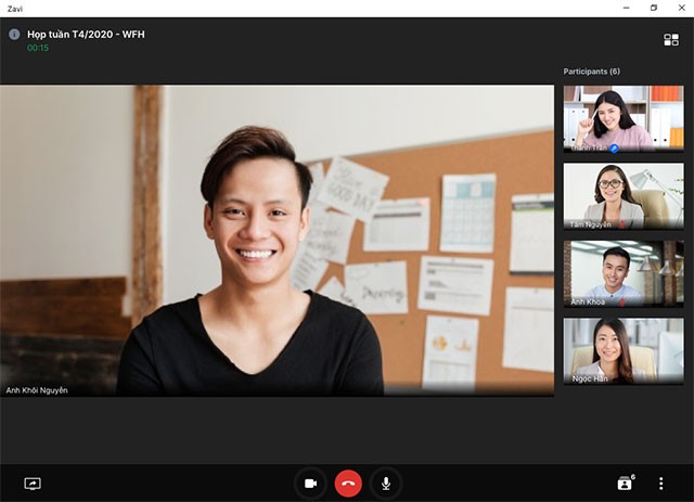 Giao diện buổi họp trên Zavi