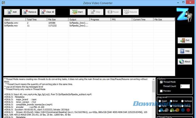 Giao diện chính của phần mềm chuyển đổi Zebra Total Video Converter cho máy tính