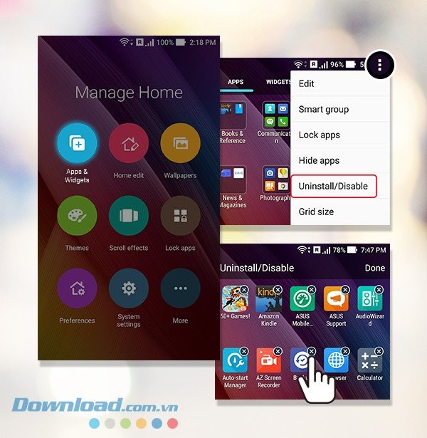 Vô hiệu hóa / gỡ cài đặ ứng dụng với ZenUI Launcher