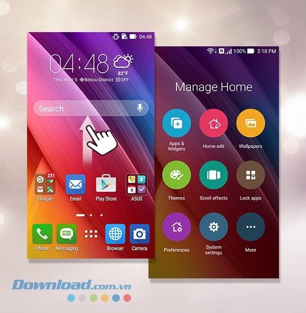 Mở Manage Home trên ZenUI Launcher