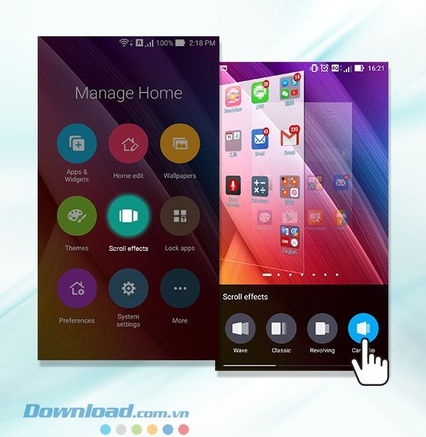 Hiệu ứng cuộn của ZenUI Launcher