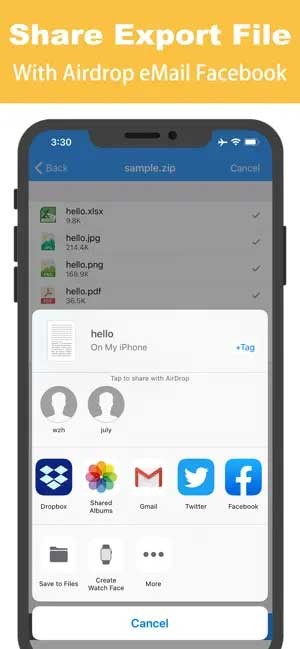 Chia sẻ file đã xuất
