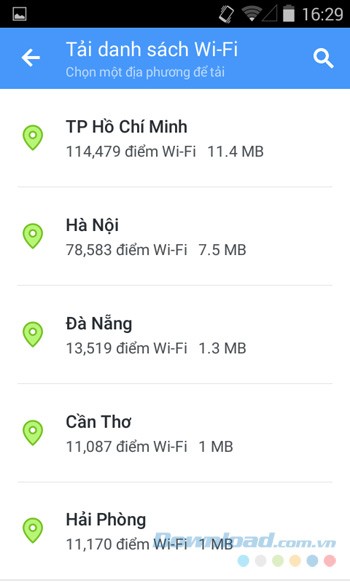 Tải danh sách Wifi