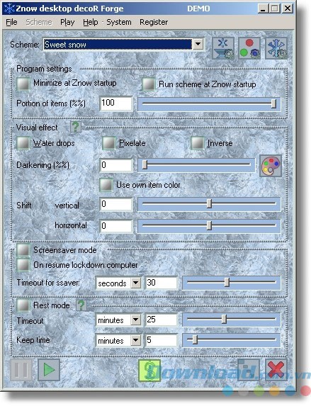 Cài đặt Znow Desktop Decoration