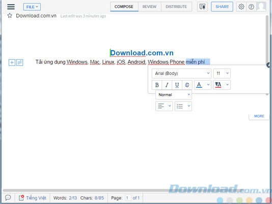 Soạn thảo văn bản trong Zoho Docs