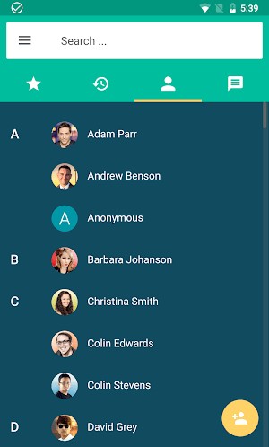 Tích hợp với danh sách liên lạc Android gốc