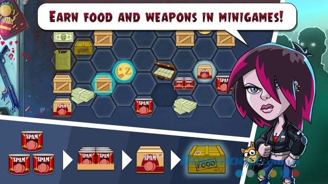 Thu thập thực phẩm, vũ khí trong game match 3