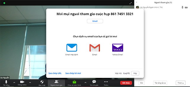Gửi lời mời họp Zoom bằng ID cuộc họp và mật khẩu