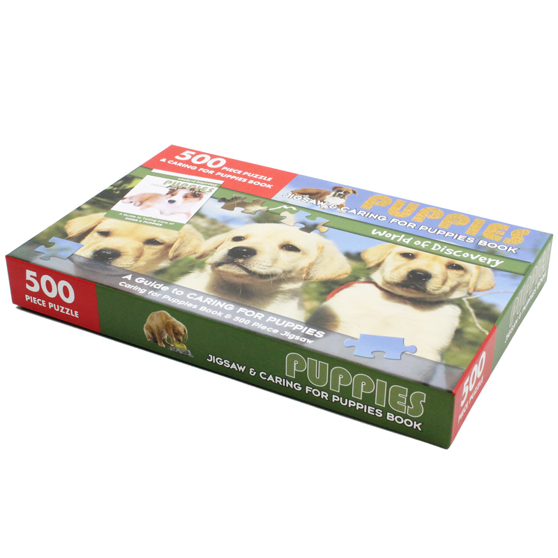 5000 piece puzzle & caring for puppies book: puppies