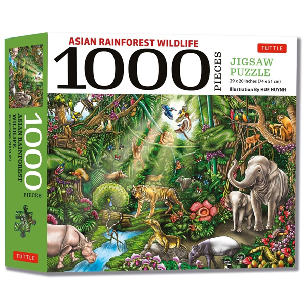 asian rainforest wildlife - 1000 piece jigsaw puzzle: finished size 29 in x 20 inch (73.7 x 50.8 cm)