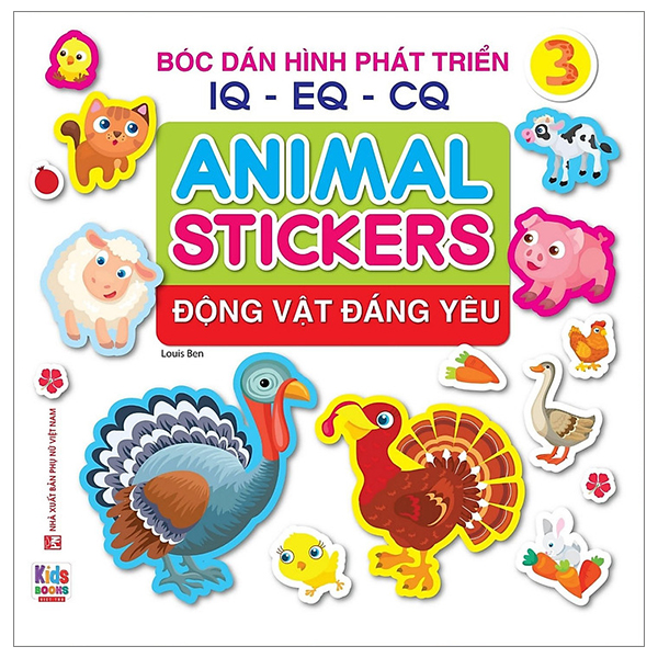 bộ bóc dán hình phát triển iq-eq-cq - animal sticker - động vật đáng yêu 3