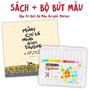 bộ combo sách mình chỉ là người bình thường + hộp 24 bút dạ màu acrylic marker - 9053a