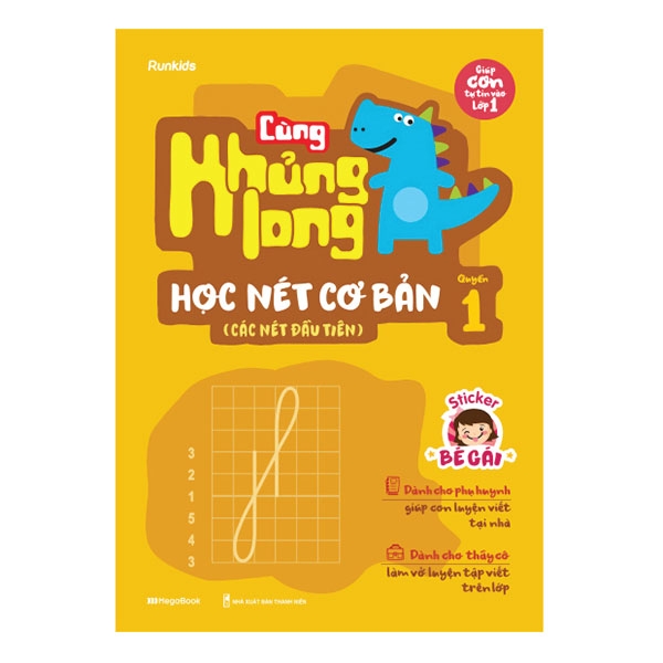 bộ cùng khủng long học nét cơ bản (các nét đầu tiên) - quyển 1 - bé gái