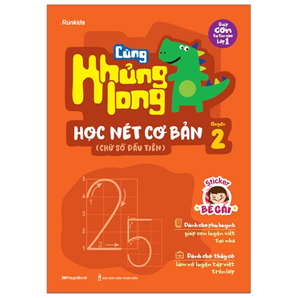 bộ cùng khủng long học nét cơ bản quyển 2 (chữ số đầu tiên) bé gái