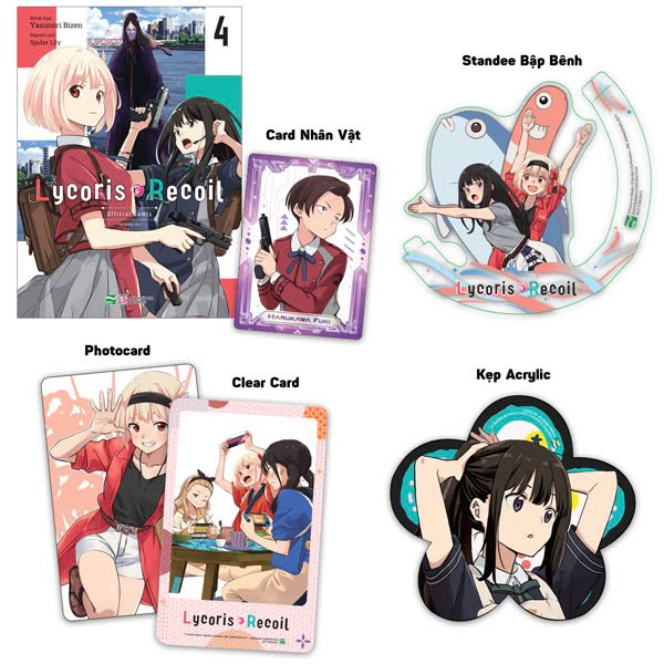 Bo
						
										
										Lycoris Recoil - Tap 4 - Ban Suu Tam - Tang Kem Card Nhan Vat + Clear Card + Standee Bap Benh + Card Bo Goc + Kep Acrylic 2 Mat