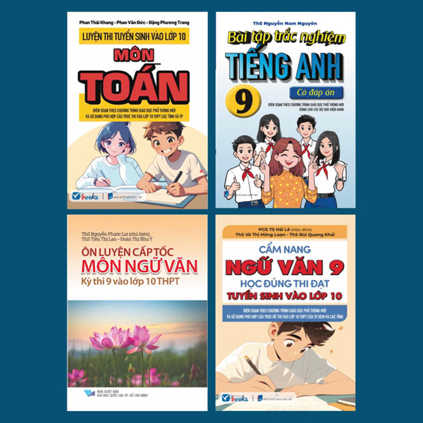 Bo Sach Thi Tuyen Sinh Vao Lop 10 - Mon Toan + Tieng Anh + Ngu Van (Bo 4 Cuon)