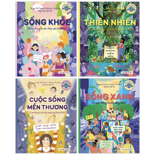 bộ sách xây dựng lối sống tích cực - sống xanh + sống khỏe + cuộc sống mến thương + thiên nhiên (bộ 4 cuốn)