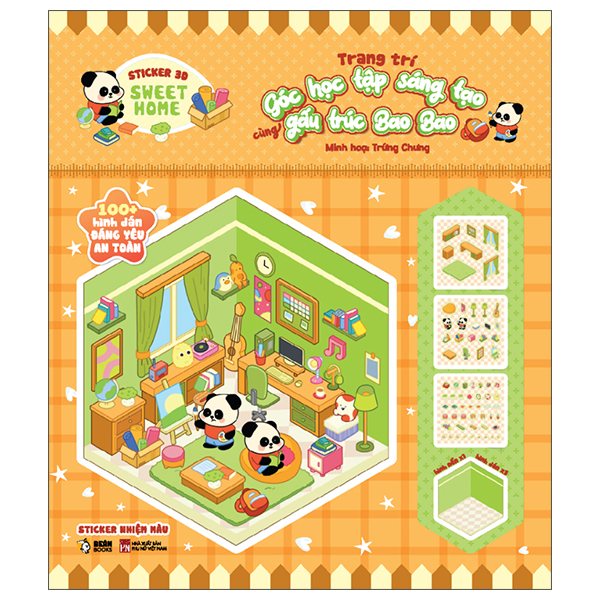 Bộ Sticker 3D Sweet Home - Trang Trí Góc Học Tập Sáng Tạo Cùng Gấu Trúc Bao Bao