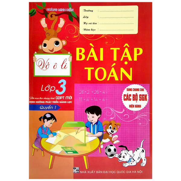 bộ vở ô li bài tập toán lớp 3 - quyển 1 (biên soạn theo chương trình gdpt mới định hướng phát triển năng lực)