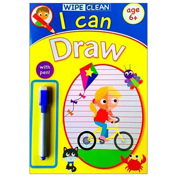 bộ wipe clean i can draw - book with pen age 6+