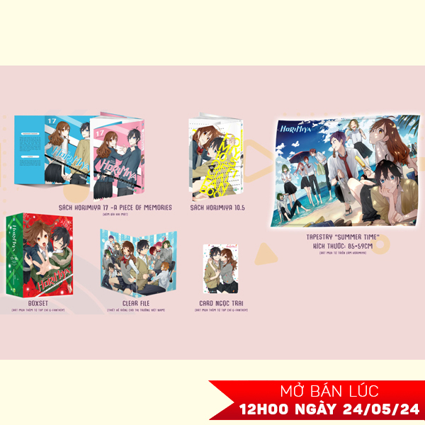 boxset horimiya - tập 17 + tập 10.5 (bộ 2 cuốn) - bản sưu tầm - tặng kèm box + bìa 2 mặt horimiya - tập 17 + card ngọc trai + clear file + tapestry a1