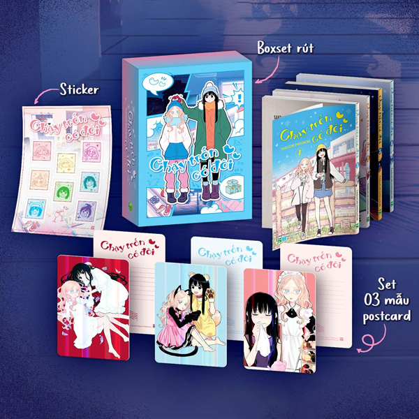 Boxset Manga - Chạy Trốn Có Đôi: Tập 1 - 4 (Hộp 4 Tập) - Bản Đặc Biệt - Tặng Kèm Set 3 Mẫu Postcard + Sticker
