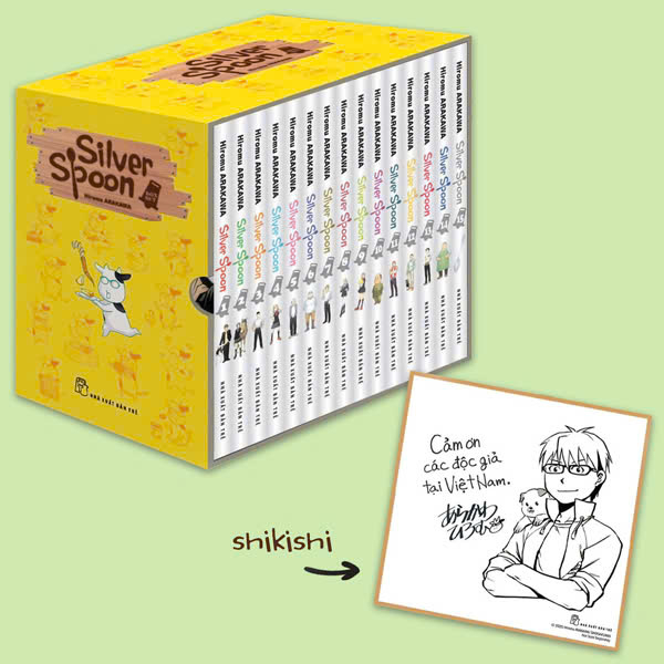 Boxset Manga - Silver Spoon: Tap 1 - 15 (Hop 15 Cuon) - Tang Kem Shikishi Co In Chu Viet Doc Quyen Cua Tac Gia Danh Cho Doc Gia Viet Nam