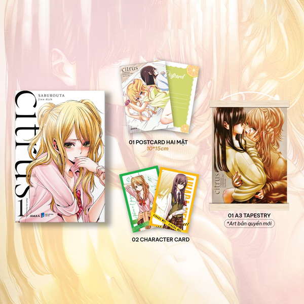 citrus - tập 1 - bản đặc biệt - tặng kèm 1 postcard hai mặt + 2 character card nhũ ánh trai + 1 tapestry a3