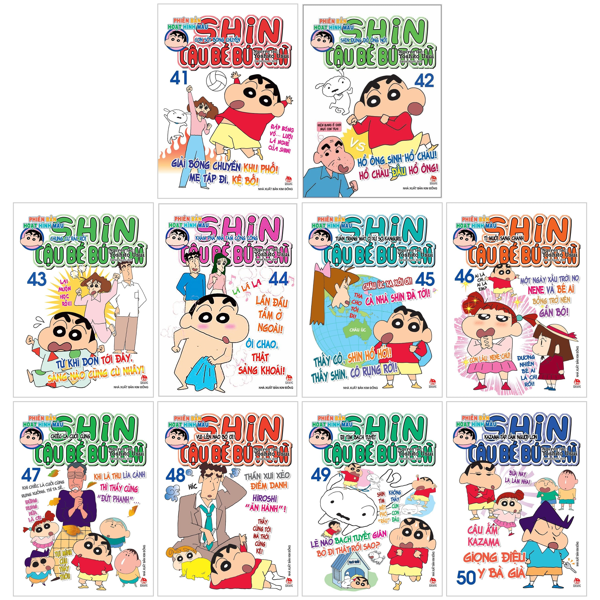 combo manga - shin - cậu bé bút chì - phiên bản hoạt hình màu: tập 41 - 50 (bộ 10 cuốn)