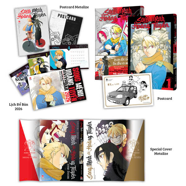 Combo Manga - Song Mệnh Cõi Hoàng Tuyền - Tập 1 - Bản Thường + Bản Đặc Biệt (Bộ 2 Cuốn) - Tặng Kèm Special Cover + Special Cover Metalize + Lịch Để Bàn 2026 + Postcard Metalize + Trang Màu Bổ Sung Từ Tạp Chí + Postcard Có Chữ Kí Tác Giả
